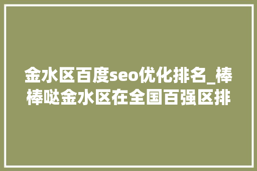 金水区百度seo优化排名_棒棒哒金水区在全国百强区排名上升4位河南日报今天一版刊发专题报道