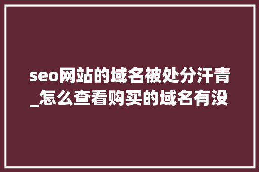 seo网站的域名被处分汗青_怎么查看购买的域名有没有被处罚过 seo网站的域名被处分汗青_怎么查看购买的域名有没有被处罚过 SEO关键词