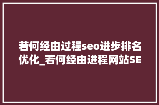 若何经由过程seo进步排名优化_若何经由进程网站SEO优化提高排名