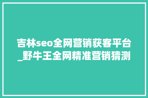 吉林seo全网营销获客平台_野牛王全网精准营销猜测平台为企业供应数字化营销赋能一牧科技