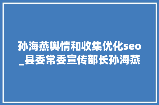 孙海燕舆情和收集优化seo_县委常委宣传部长孙海燕到融媒体中央调研