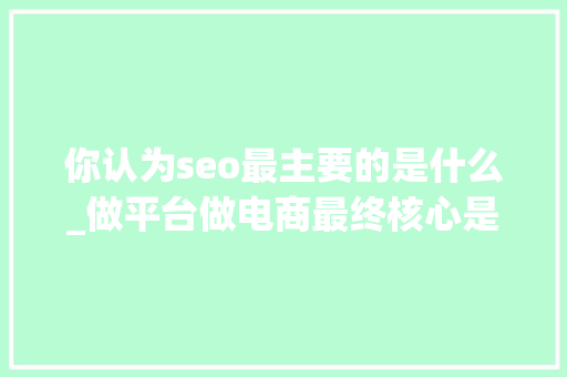 你认为seo最主要的是什么_做平台做电商最终核心是什么排名吗 你认为seo最主要的是什么_做平台做电商最终核心是什么排名吗 网站建设公司
