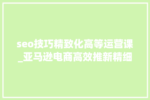 seo技巧精致化高等运营课_亚马逊电商高效推新精细化运营全流程快速拉升产品排名销量教程课 seo技巧精致化高等运营课_亚马逊电商高效推新精细化运营全流程快速拉升产品排名销量教程课 百度SEO