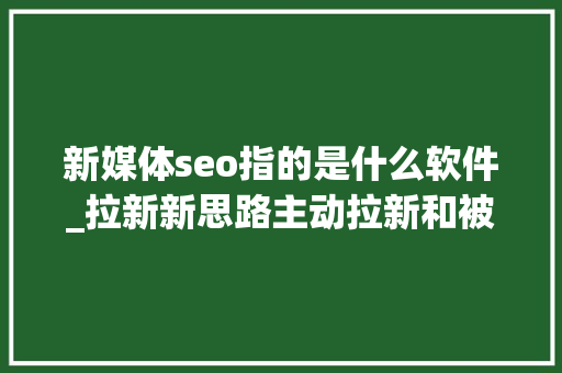 新媒体seo指的是什么软件_拉新新思路主动拉新和被动拉新