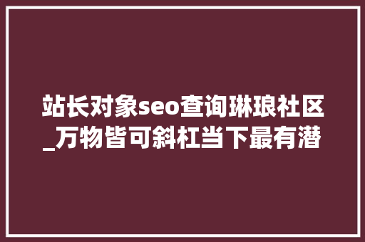 站长对象seo查询琳琅社区_万物皆可斜杠当下最有潜力的副业是什么