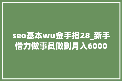 seo基本wu金手指28_新手借力做事员做到月入6000元方法