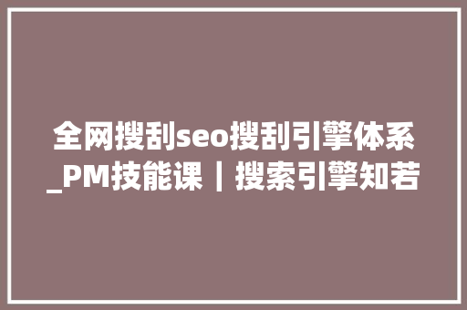 全网搜刮seo搜刮引擎体系_PM技能课｜搜索引擎知若干 全网搜刮seo搜刮引擎体系_PM技能课｜搜索引擎知若干 必应SEO
