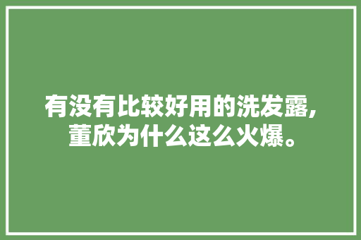 有没有比较好用的洗发露,董欣为什么这么火爆。 有没有比较好用的洗发露,董欣为什么这么火爆。 SEO关键词