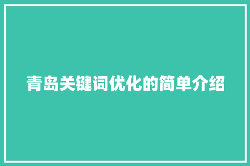 青岛关键词优化的简单介绍