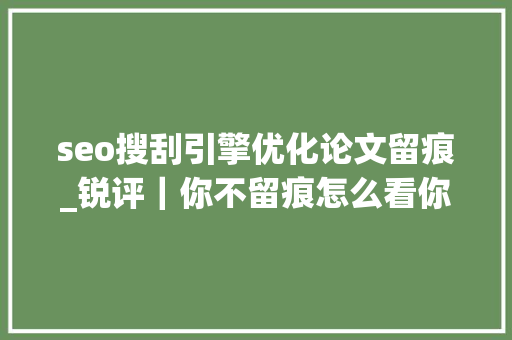 seo搜刮引擎优化论文留痕_锐评｜你不留痕怎么看你是不是按要求清理了过度留痕