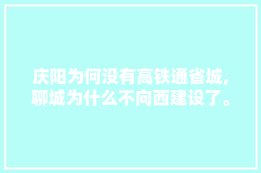 庆阳为何没有高铁通省城,聊城为什么不向西建设了。 庆阳为何没有高铁通省城,聊城为什么不向西建设了。 SEO关键词