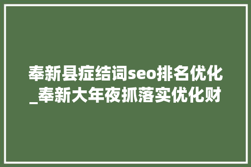 奉新县症结词seo排名优化_奉新大年夜抓落实优化财政做事