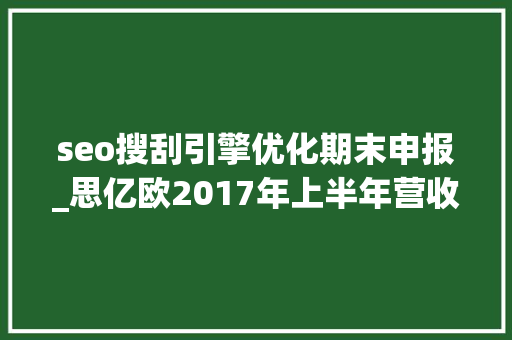 seo搜刮引擎优化期末申报_思亿欧2017年上半年营收3873万元 净赚662万元