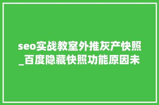 seo实战教室外推灰产快照_百度隐藏快照功能原因未知 seo实战教室外推灰产快照_百度隐藏快照功能原因未知 必应SEO