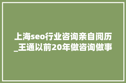 上海seo行业咨询亲自阅历_王通以前20年做咨询做事的经历