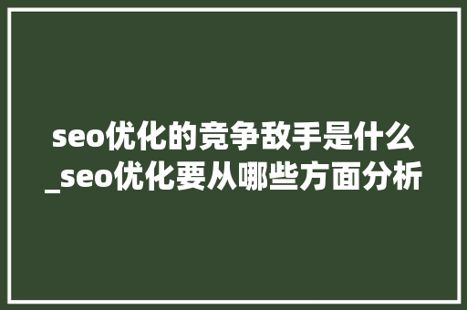 seo优化的竞争敌手是什么_seo优化要从哪些方面分析竞争对手