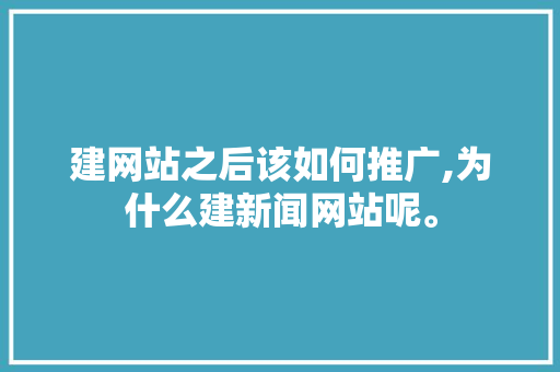 建网站之后该如何推广,为什么建新闻网站呢。 建网站之后该如何推广,为什么建新闻网站呢。 必应SEO