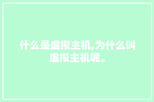 什么是虚拟主机,为什么叫虚拟主机呢。 什么是虚拟主机,为什么叫虚拟主机呢。 SEO关键词