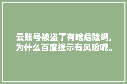 云账号被盗了有啥危险吗,为什么百度提示有风险呢。