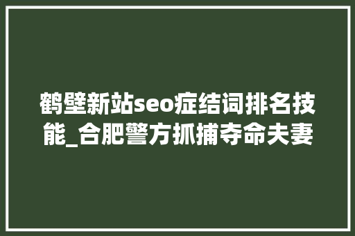 鹤壁新站seo症结词排名技能_合肥警方抓捕夺命夫妻20年前命案告破现场曝光 鹤壁新站seo症结词排名技能_合肥警方抓捕夺命夫妻20年前命案告破现场曝光 SEO关键词