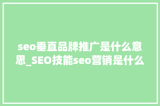 seo垂直品牌推广是什么意思_SEO技能seo营销是什么 seo垂直品牌推广是什么意思_SEO技能seo营销是什么 SEO关键词