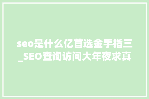 seo是什么亿首选金手指三_SEO查询访问大年夜求真你理解大年夜多网购者的首选平台吗 百度SEO