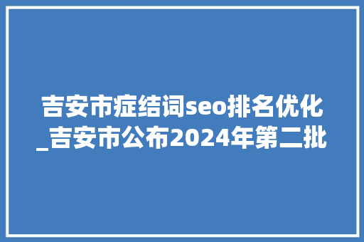 吉安市症结词seo排名优化_吉安市公布2024年第二批优化营商情形改革立异成果图