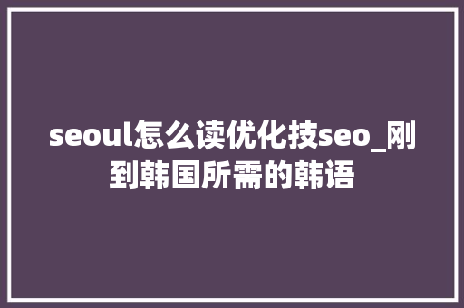 seoul怎么读优化技seo_刚到韩国所需的韩语