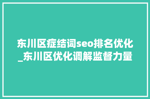 东川区症结词seo排名优化_东川区优化调解监督力量 提升监督实效
