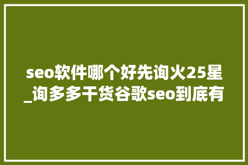 seo软件哪个好先询火25星_询多多干货谷歌seo到底有没有效果 seo软件哪个好先询火25星_询多多干货谷歌seo到底有没有效果 必应SEO