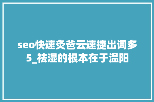 seo快速灸爸云速捷出词多5_祛湿的根本在于温阳