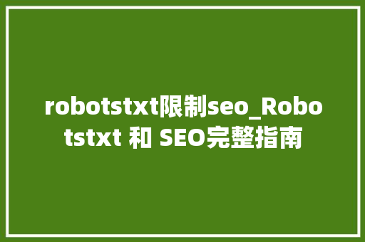 robotstxt限制seo_Robotstxt 和 SEO完整指南 robotstxt限制seo_Robotstxt 和 SEO完整指南 网站建设公司