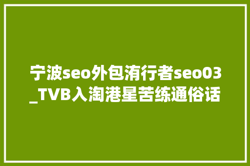 宁波seo外包洧行者seo03_TVB入淘港星苦练通俗话港剧进入直播间