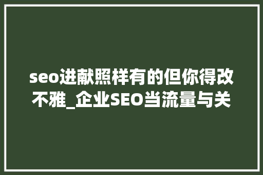 seo进献照样有的但你得改不雅_企业SEO当流量与关键词排名不在增长的时刻该怎么办