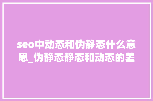 seo中动态和伪静态什么意思_伪静态静态和动态的差异