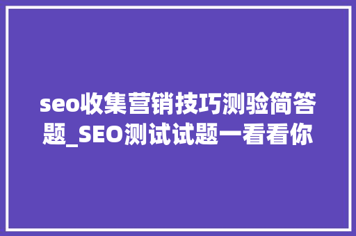 seo收集营销技巧测验简答题_SEO测试试题一看看你能得若干分 seo收集营销技巧测验简答题_SEO测试试题一看看你能得若干分 网站建设公司