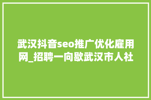 武汉抖音seo推广优化雇用网_招聘一向歇武汉市人社局邀你网上求职