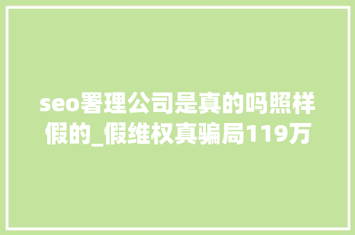 seo署理公司是真的吗照样假的_假维权真骗局119万大年夜数据揭秘代理维权灰产