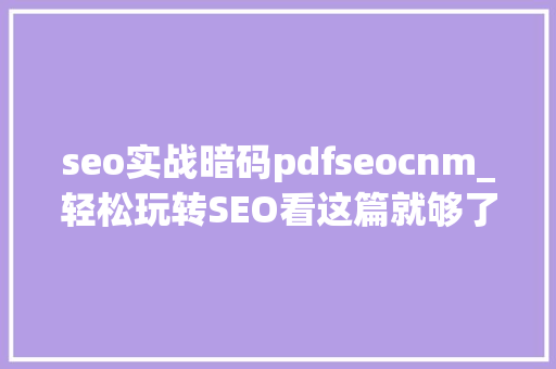 seo实战暗码pdfseocnm_轻松玩转SEO看这篇就够了 seo实战暗码pdfseocnm_轻松玩转SEO看这篇就够了 网站建设公司