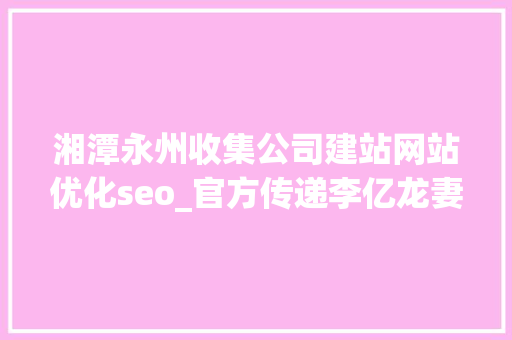 湘潭永州收集公司建站网站优化seo_官方传递李亿龙妻子收了这些人的钱