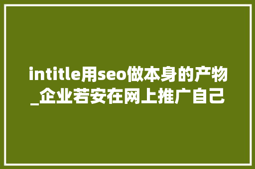 intitle用seo做本身的产物_企业若安在网上推广自己的产品 intitle用seo做本身的产物_企业若安在网上推广自己的产品 必应SEO