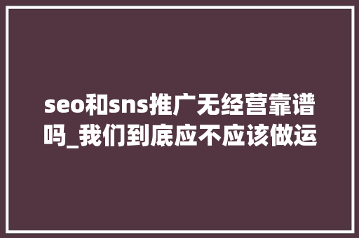 seo和sns推广无经营靠谱吗_我们到底应不应该做运营 seo和sns推广无经营靠谱吗_我们到底应不应该做运营 SEO关键词