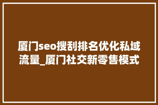厦门seo搜刮排名优化私域流量_厦门社交新零售模式 私域流量落地