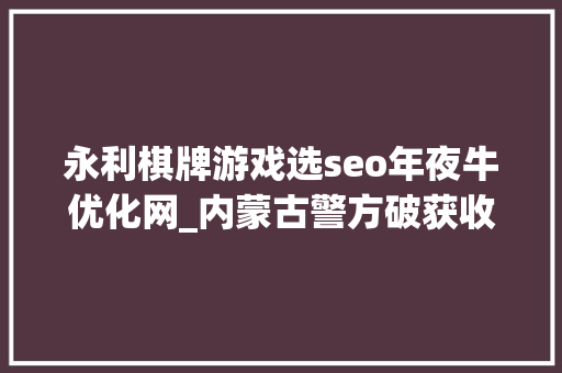 永利棋牌游戏选seo年夜牛优化网_内蒙古警方破获收集打赌案 涉案资金流水逾千亿元