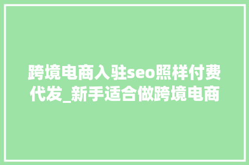 跨境电商入驻seo照样付费代发_新手适合做跨境电商Dropshipping一件代发吗