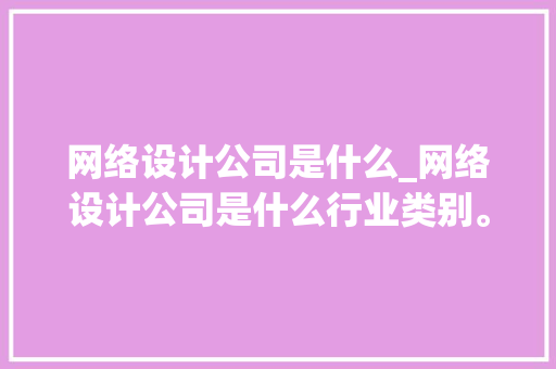网络设计公司是什么_网络设计公司是什么行业类别。