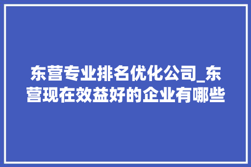 东营专业排名优化公司_东营现在效益好的企业有哪些。