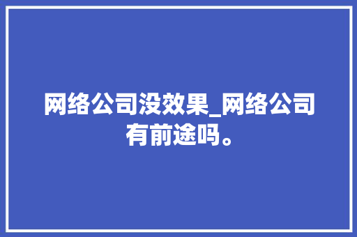 网络公司没效果_网络公司有前途吗。 网络公司没效果_网络公司有前途吗。 网站建设公司