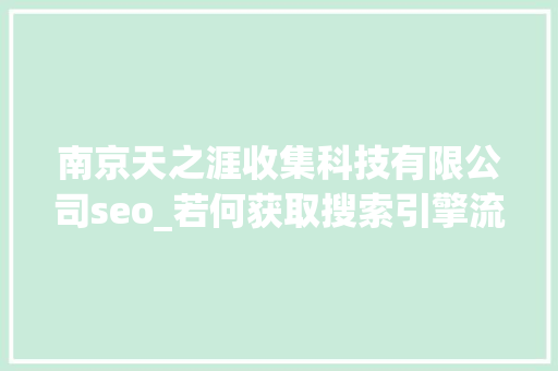 南京天之涯收集科技有限公司seo_若何获取搜索引擎流量流量若何进行转换 南京天之涯收集科技有限公司seo_若何获取搜索引擎流量流量若何进行转换 必应SEO