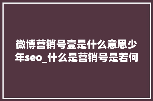微博营销号壹是什么意思少年seo_什么是营销号是若何运作的 微博营销号壹是什么意思少年seo_什么是营销号是若何运作的 网站建设公司